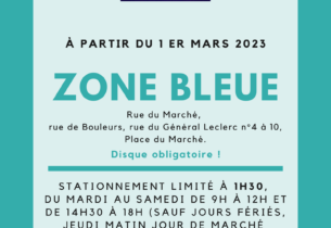 ZONE BLEUE – A PARTIR DU 1ER MARS 2023